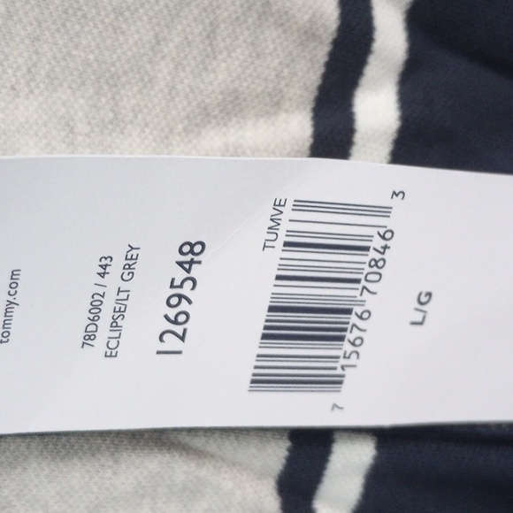 Tommy Hilfiger Men's Polo in Navy and Cream Stripes Size L NWT - Picture 3 of 5